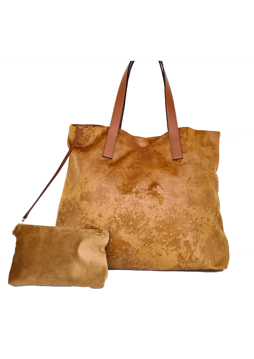 Sac à Main VOGUE Vintage En Tissu Et Simili Cuir Marron - Grand Modèle Porté Main - Occasion Bon état