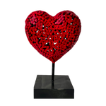 Charger l&#39;image dans la galerie, sculpture d un coeur en metal chaine. statue love amour en fer forgé metal objet d art décoration
