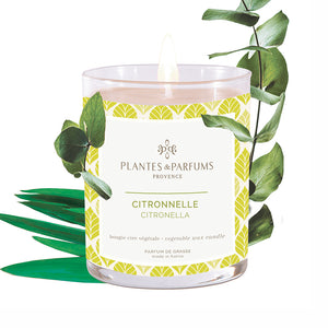 Bougie a la citronelle naturelle, bon pour la peau et pour l'environnement.