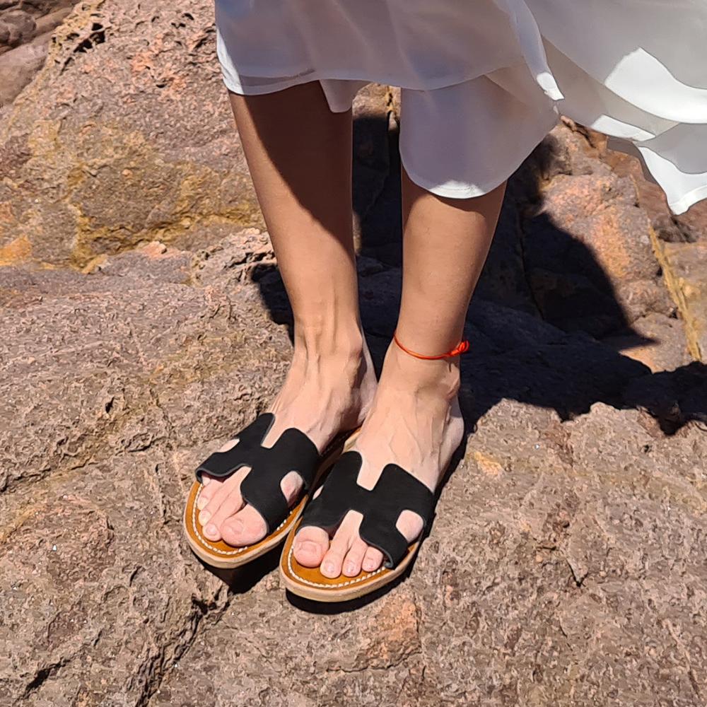 Sandale en Cuir Noir
