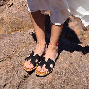 Sandale en Cuir Noir