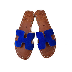 Sandale en Cuir Bleu