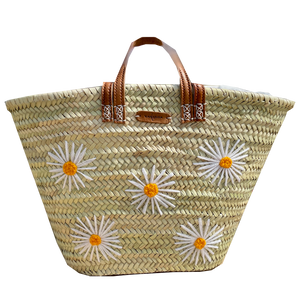 panier de plage personnalisable marguerite. panier en osier tendance de plage 
