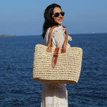 Charger l&#39;image dans la galerie, panier best seller,Esterel. panier de plage, grand sac de plage. Ideal sac de course. Anses en cuir confortable.
