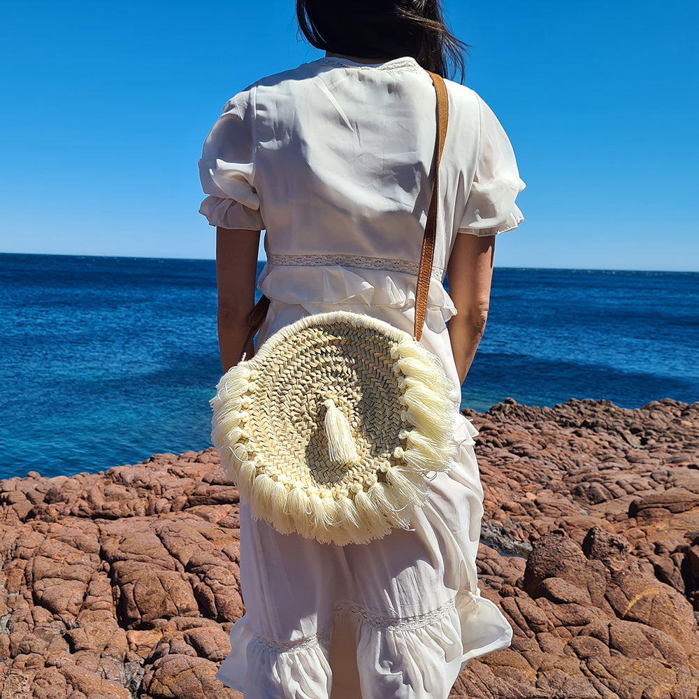 Panier Plage Sac Panier Osier Rond Panier Rond A Pompon: Le Boheme
