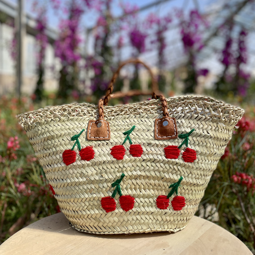 Panier de plage Brodé Cerises – Bazar du Monde