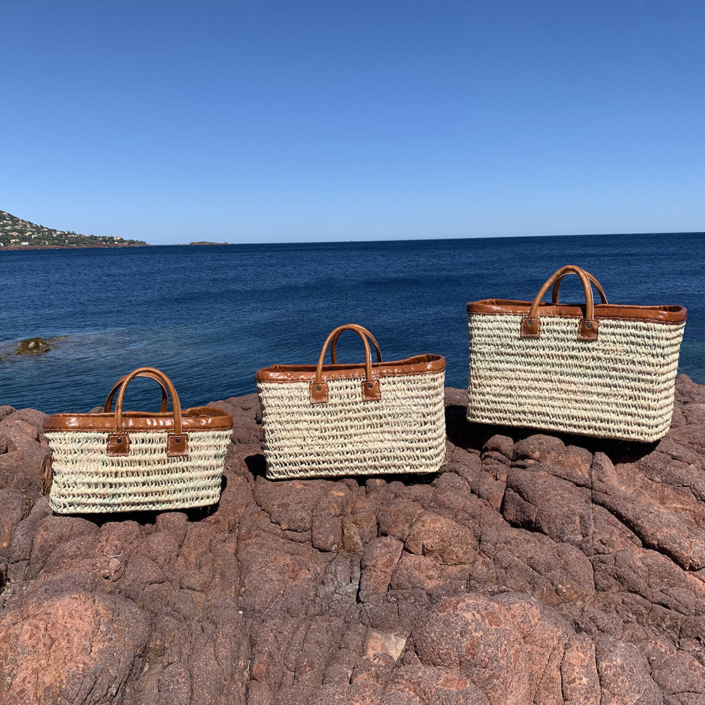 Les Vilaines Filles Sac Plage Panier Palme Holidays – Broderie Laine Orange Fluo & Pompon XXL