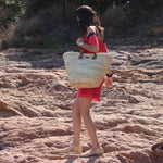 Charger l&#39;image dans la galerie, Panier Basic, ideal panier de plage, panier de course, double anses en cuir de vache. adapté à toutes les morphologies.
