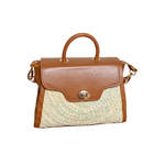 Charger l&#39;image dans la galerie, magnifique sac colette en cuir caramel et osier au style qui rappelle le birkin de hermès
