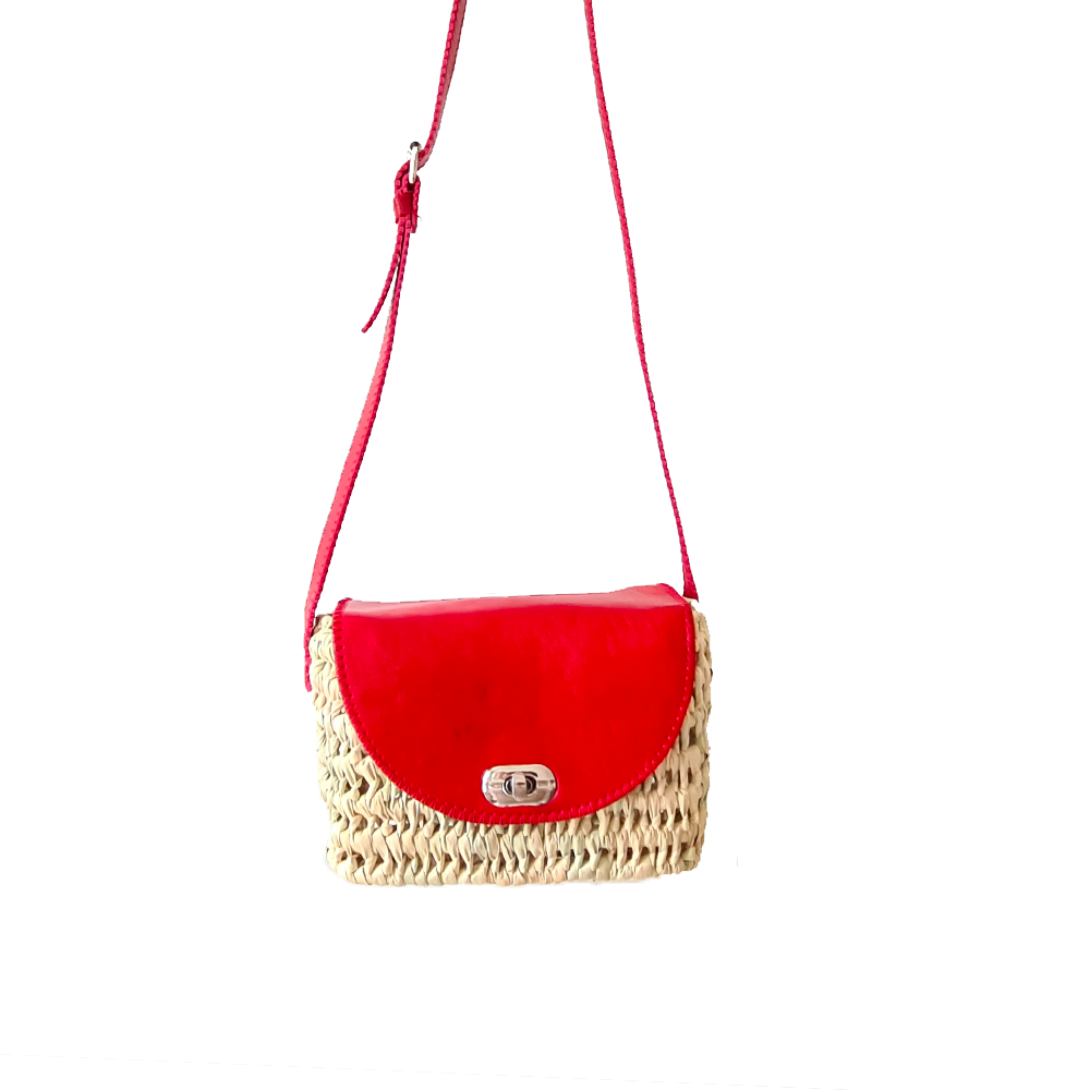 Sac bandoulière Rouge rubis, idéal sac a rabat en cuir.  Panier unique et tendance