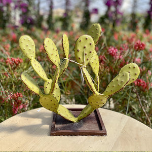 Petite sculpture de cactus a poser. Ideal pour une decoration bohème chic, apporter du vert a votre decoration intérieur grâce a nos cactus artificiel en metal