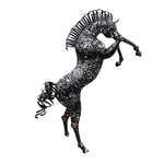 Charger l&#39;image dans la galerie, Cheval en metal grandeur nature entièrement réalisé à la main par notre ferronnier d&#39;art marocain. This Horse Metal art sculpture made of recycled spare part.
