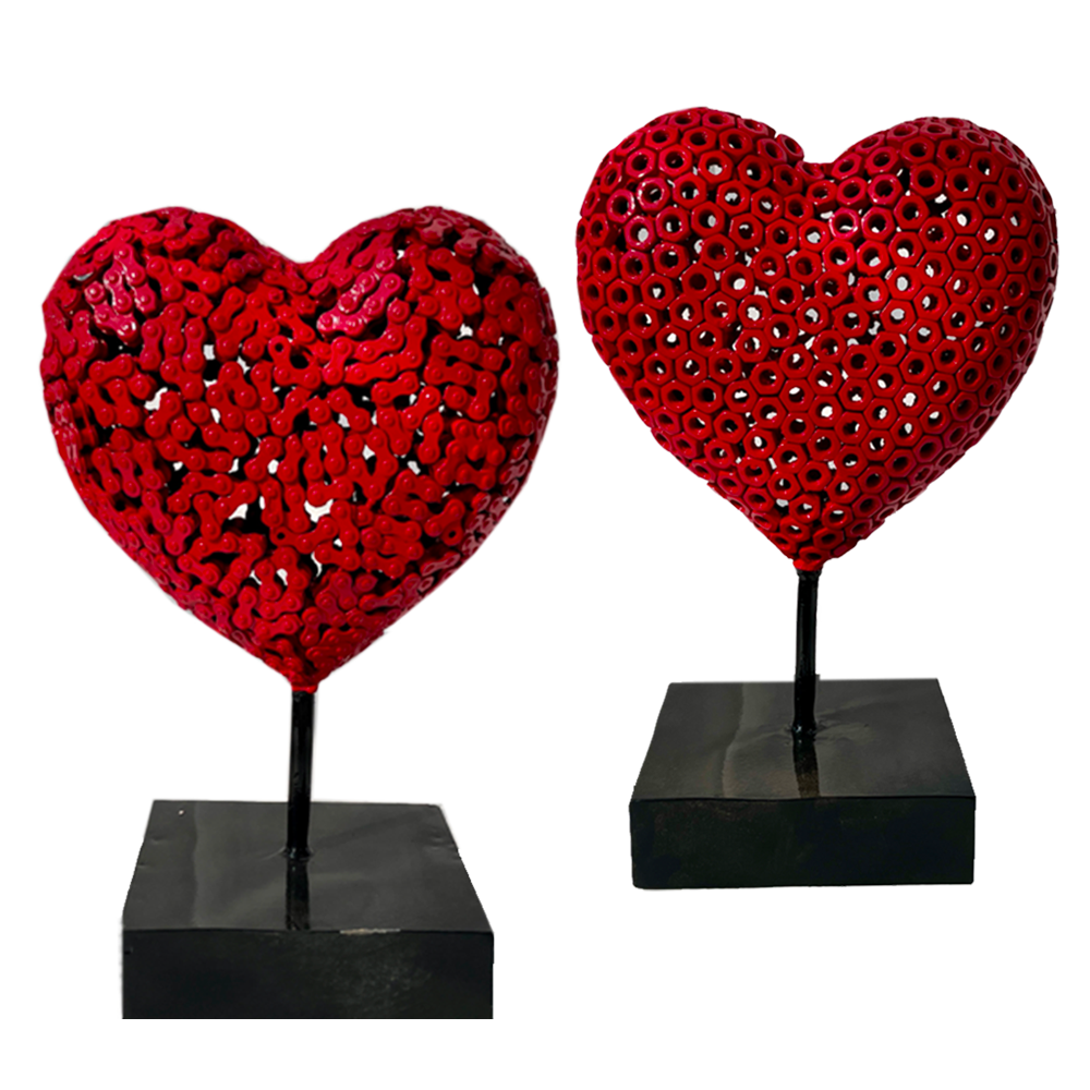 Décoration sculpture d'un coeur en métal