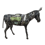 Charger l&#39;image dans la galerie, statue d&#39;un ane en metal en fer forgé soudé de pièce mécanique. Sculpture ane en metal pour jardin

