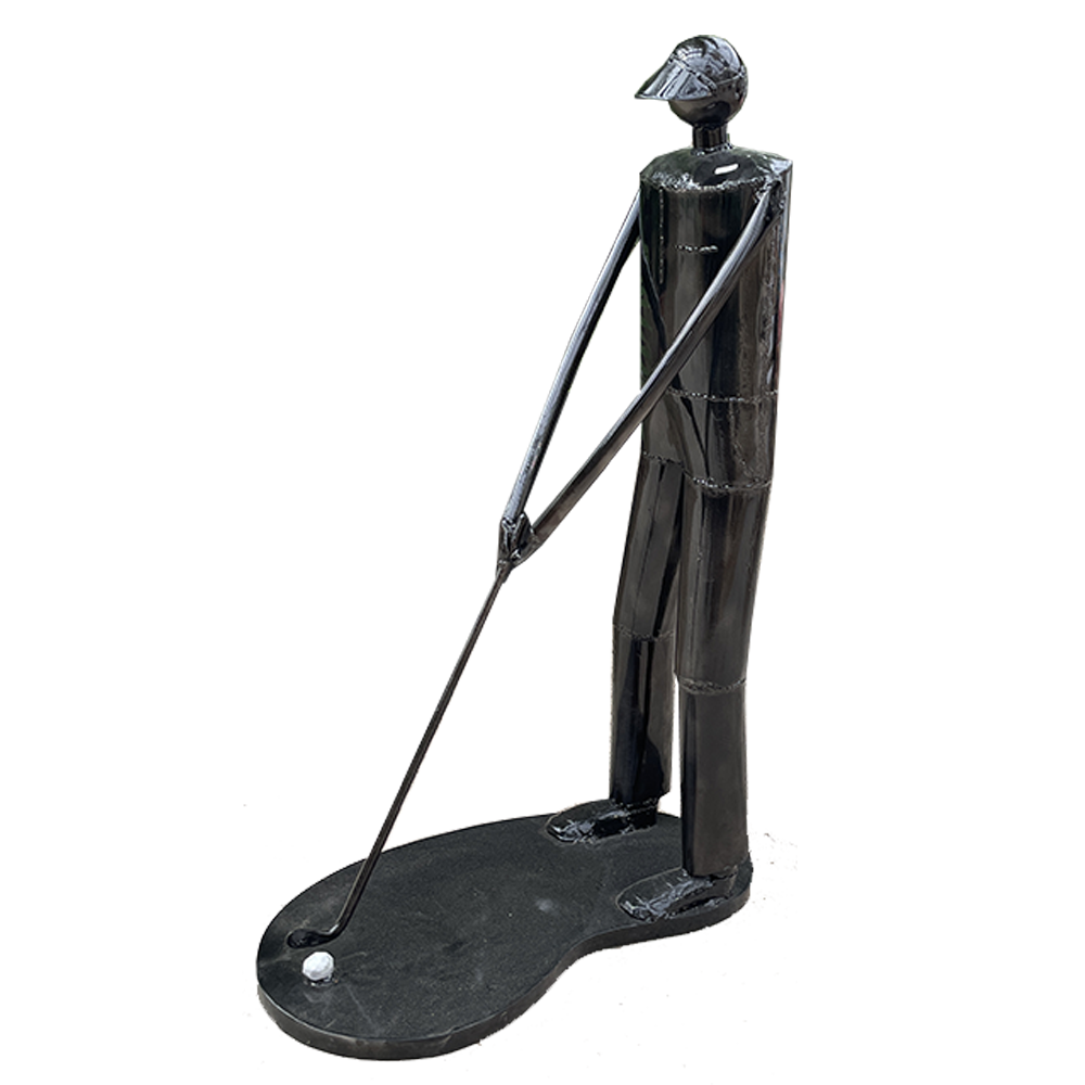 Décoration sculpture d'un Golfeur en métal statue 90cm. Statue au design contemporain et elegrant, saura facilement trouver sa place dans votre decoration